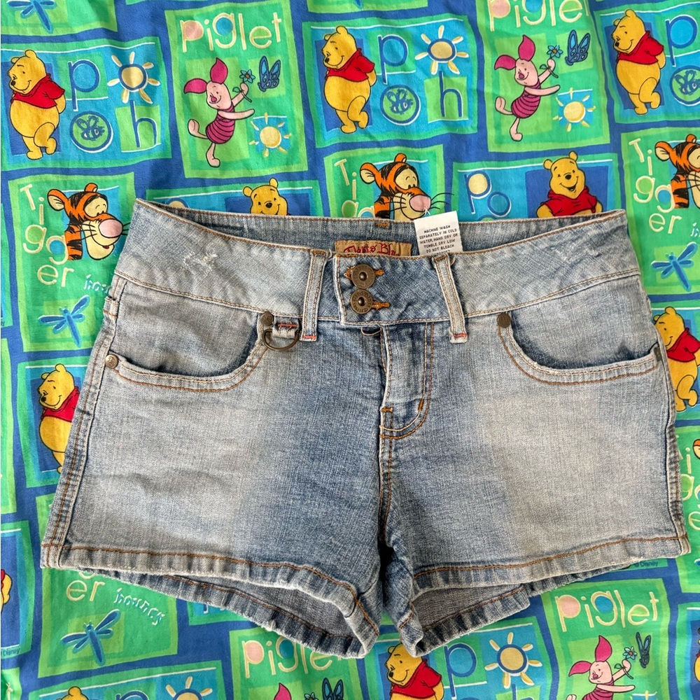 Y2K Paris Blues Denim Distressed Shorts